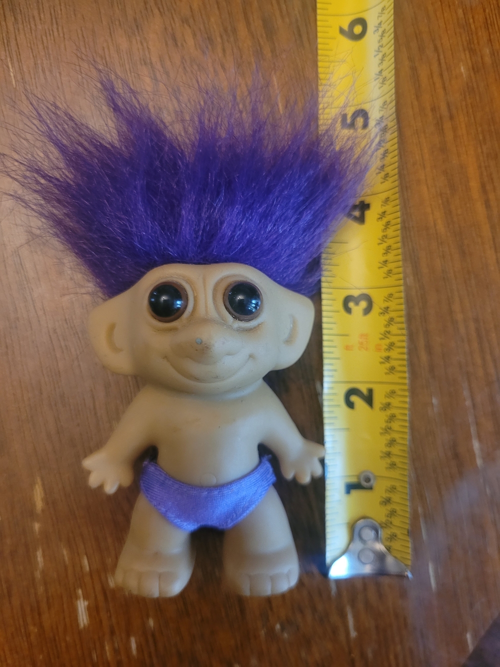 Vintage Uneeda Wishnik Troll Doll Purple Hair And Diaper Retro horseshoe on foot